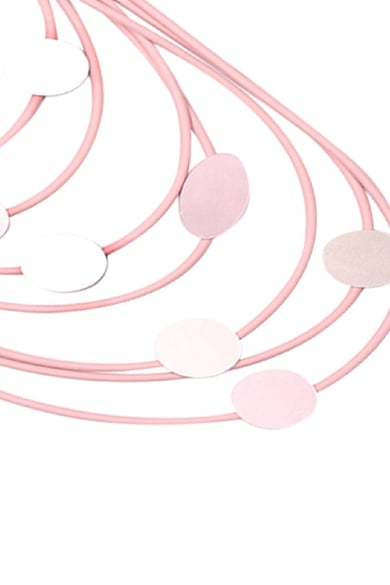Necklace Artistic Oval and Circles Pink Aluminum h5 Picture2